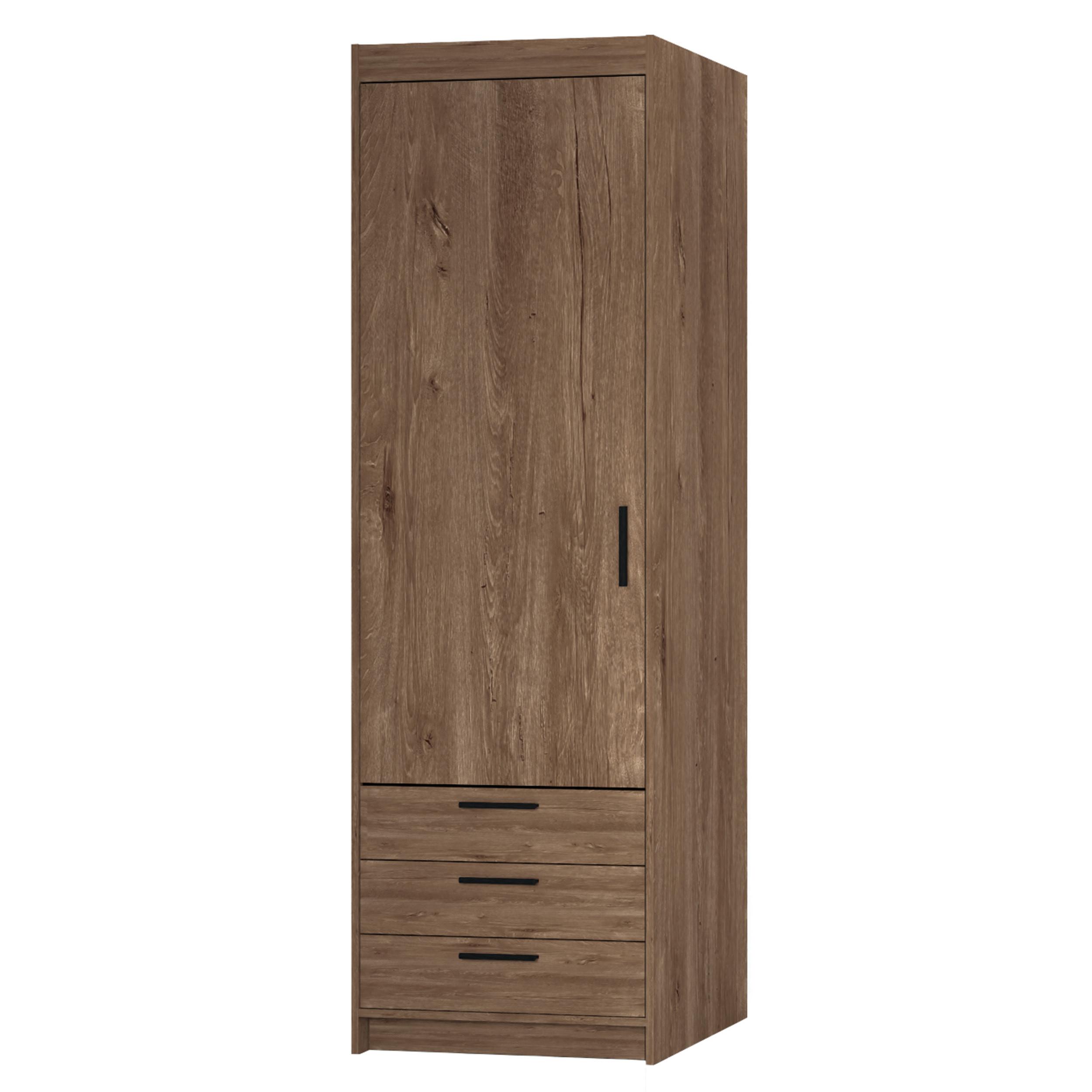 KLEIDERSCHRANK Storicos Eiche Lefkas 59,9/190,5/53 cm - 1T3S Modern mit Schubladen - Braun, Holzwerkstoff/Kunststoff (59.9/190.5/53cm) - AX Living