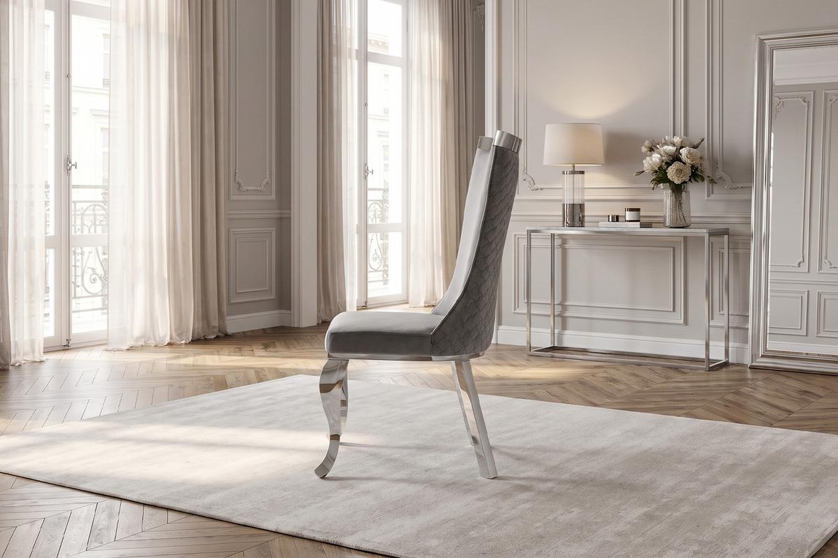 ESSZIMMERSTUHL SELENA Grau Velvet (1er-Set) - Grau, Textil (54/109/64cm) - KAWOLA