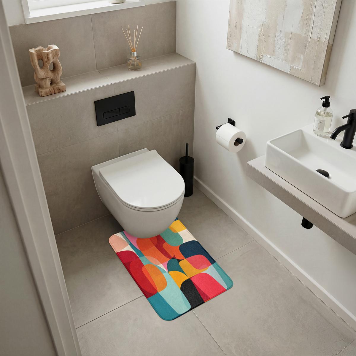 WC-VORLEGER Formen - Bunt - Abstrakt - Flugzeuge WC Teppich 40x60 cm - Multicolor, Textil (40/1cm) - OnlyWow