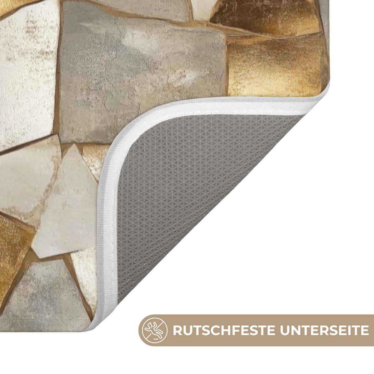 BADEMATTE Mosaik - Marmor - Gold 60x120 cm - Champagner, Textil (60/120cm) - OnlyWow