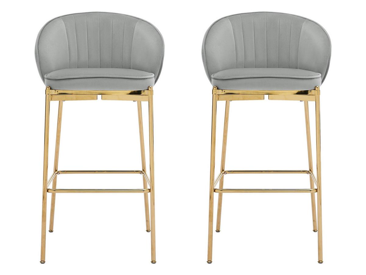 BARHOCKER-SET Muz BS-1258/GL - Goldfarben/Grau, Textil/Metall (55/101/51cm) - MIRJAN24