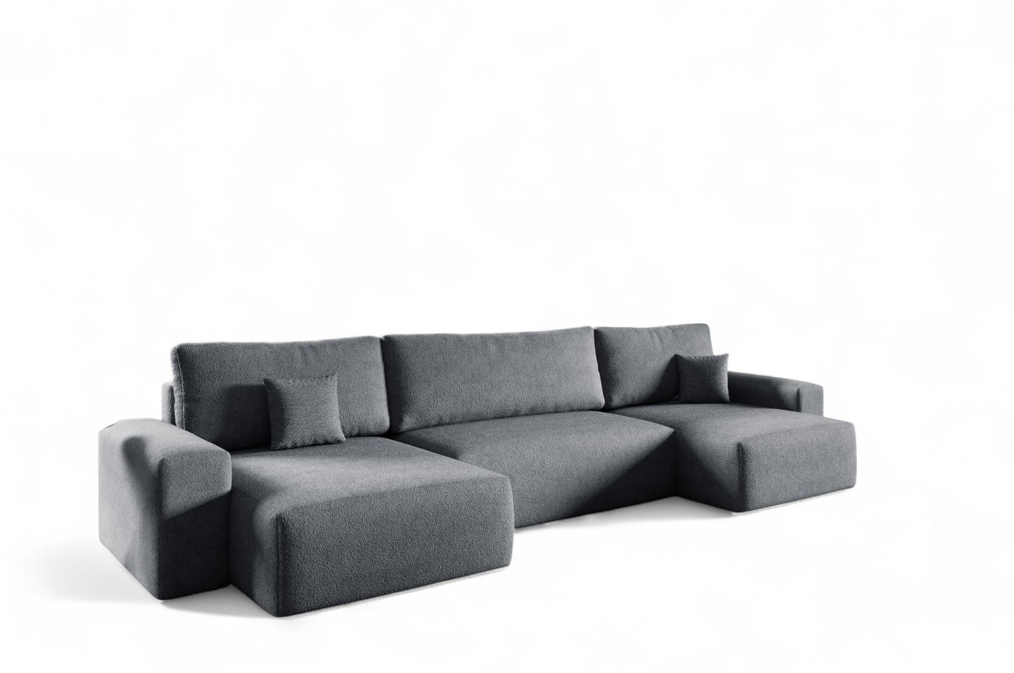 WOHNLANDSCHAFT Arona - Dunkelgrau, Holzwerkstoff/Textil (398/70/148cm) - Fun Möbel