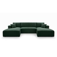 WOHNLANDSCHAFT Catea Grün 364/145/85 cm mit Schlaffunktion - Schwarz/Grün, Kunststoff/Textil (364/84/145cm) - AX Living