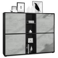 HIGHBOARD Cuba Türen in Beton Oxid Optik - Hellgrau, Holzwerkstoff (130.5/105.5/35.5cm) - Vladon