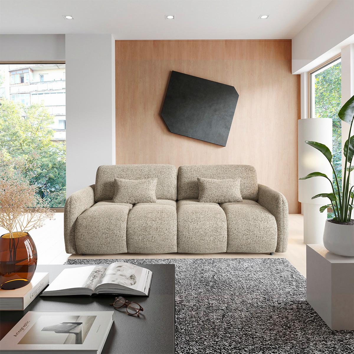SOFA 3 Sitzplätze Beige meliert - Beige, Holz (236/95/121cm) - Petits-meubles