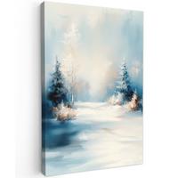 LEINWANDBILD Wald - Winter - Natur - Abstrakt - Schnee Wanddeko 40x60 cm - Weiß, Textil (40/60cm) - MuchoWow