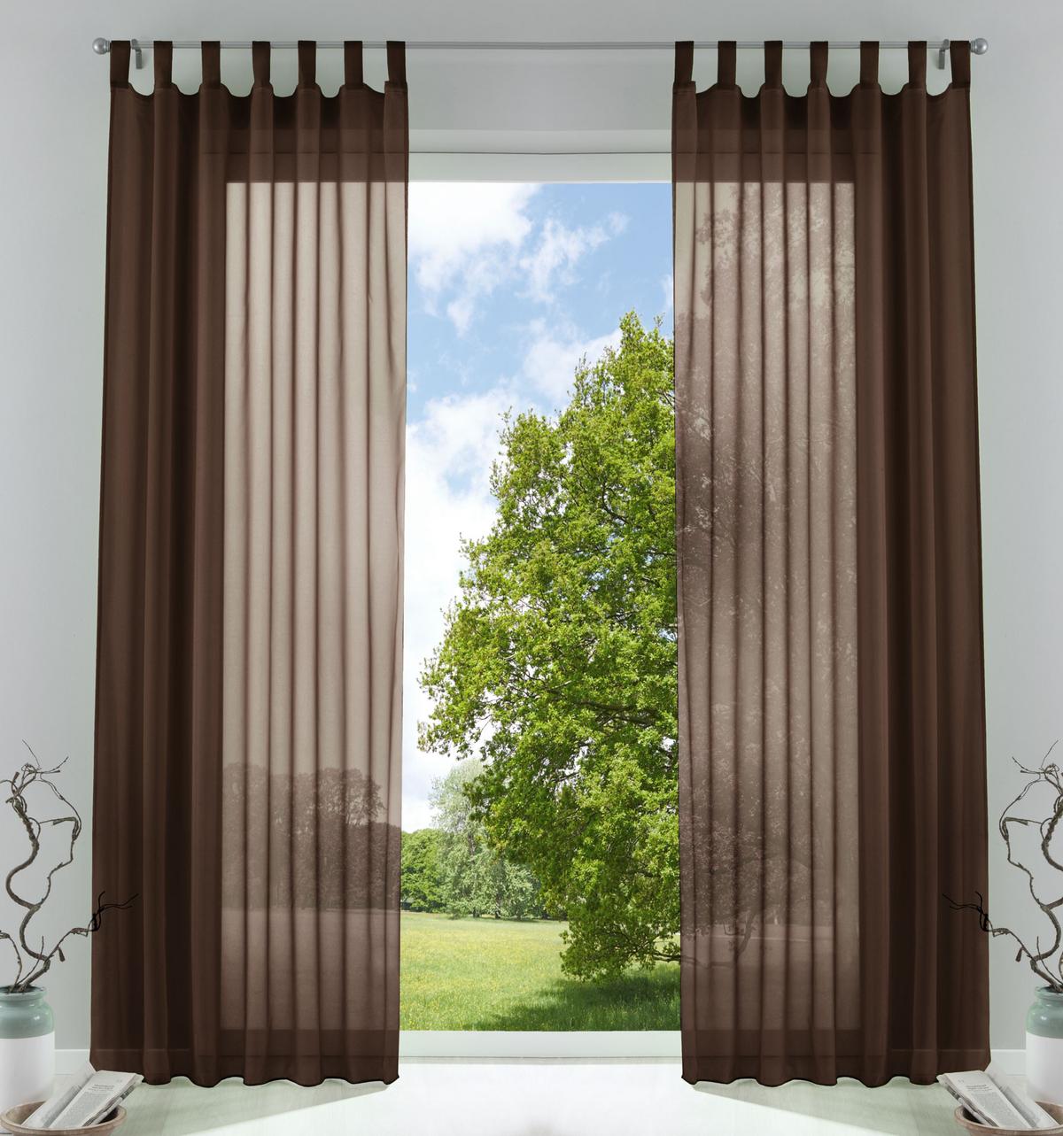 SCHLAUFENGARDINEN Voile 2er Set 245x140 cm Braun - Braun, Textil (140/245cm) - Gardinenbox.eu