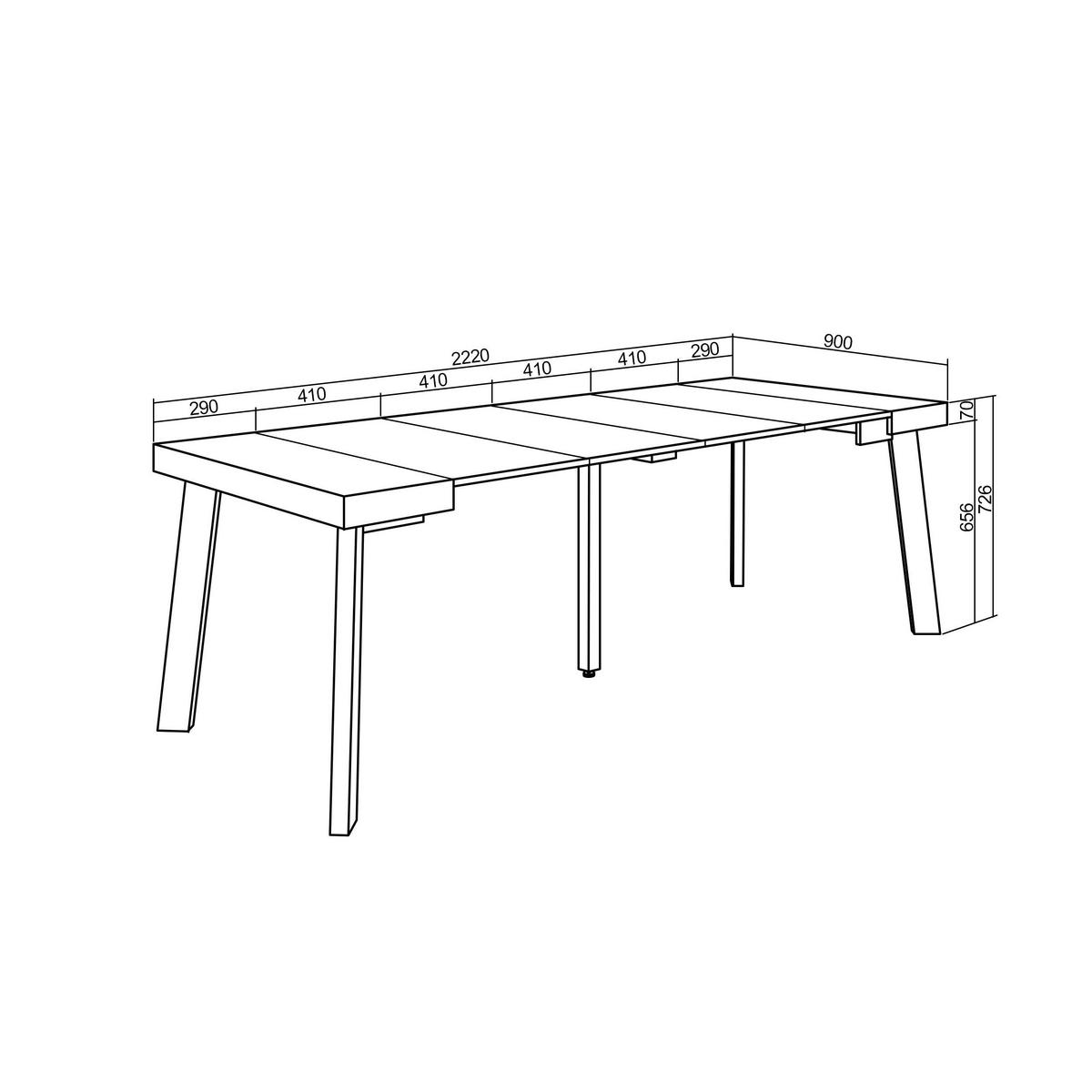 ESSTISCH ausziehbar 58 bis 222cm, für 10 Gäste, schwarz, 58/90/73cm - Schwarz, Holzwerkstoff (90/222/73cm) - Skraut Home