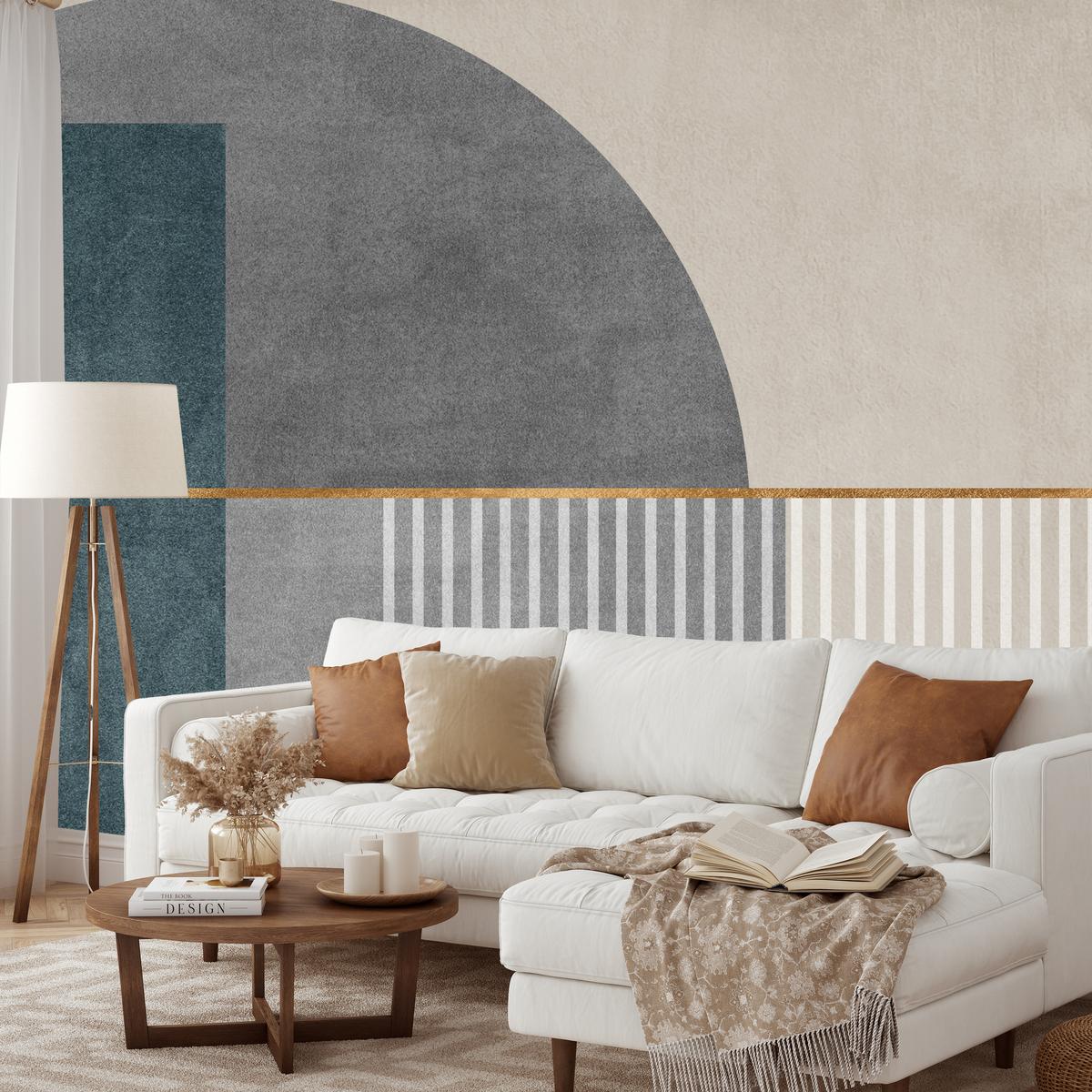 FOTOTAPETE für Wohnzimmer Formen Modernes Geometrisches Muster 500x350 - Beige/Braun, Papier (500/350cm) - Muralo