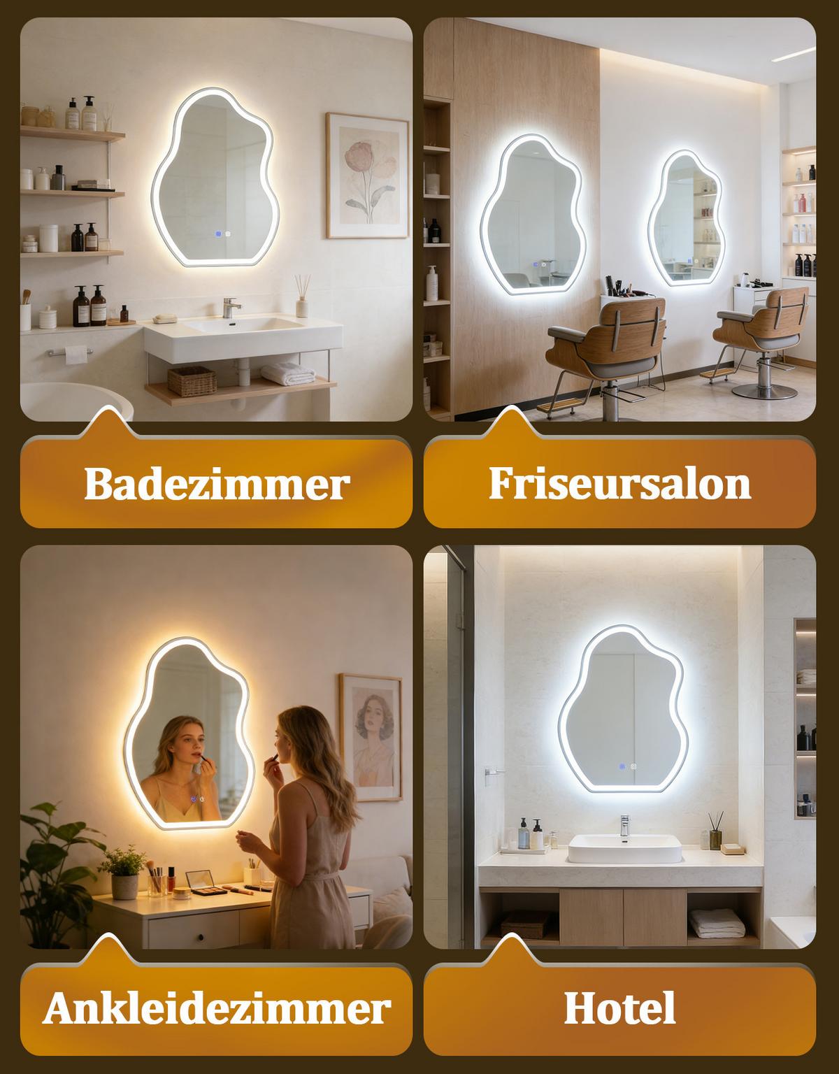 BADSPIEGEL mit Beleuchtung Jalen 3.4/60/80 cm - Weiß, Glas (60/80/3.4cm) - ZMH