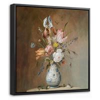 LEINWAND Bilder mit Rahmen - Alte Meister - Blumen - Balthasar van der Ast - 20x20 - Hellbraun, Textil (20/20cm) - MuchoWow