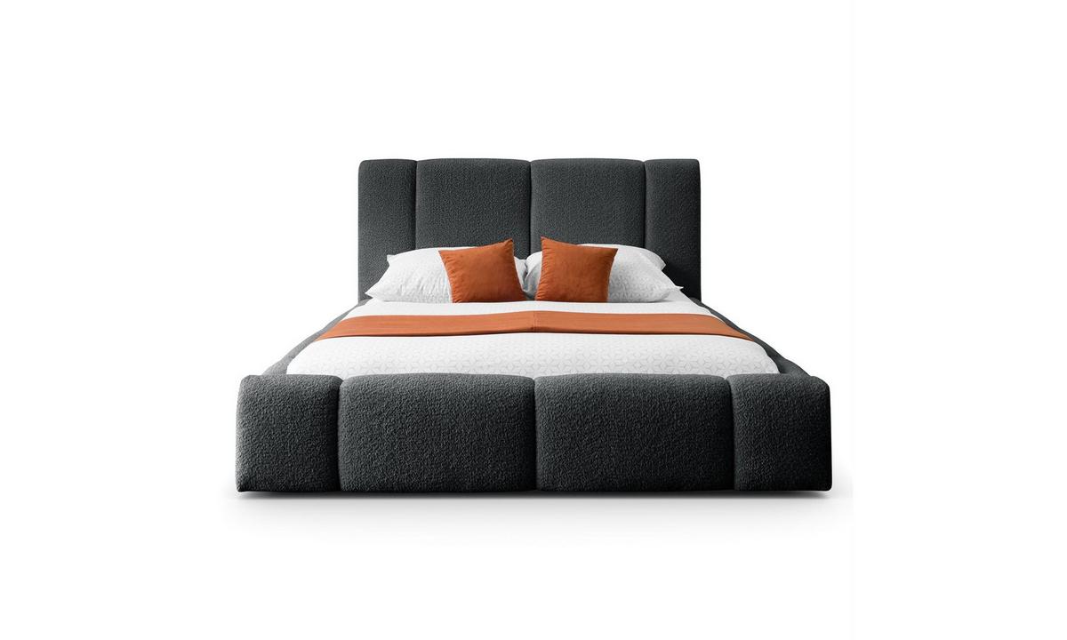 POLSTERBETT ELENA 160x200 cm Schwarz (Anthology 19), 34 Holzlatten, Kopfteil 108 cm - Schwarz, Textil (160/200cm) - Lookway