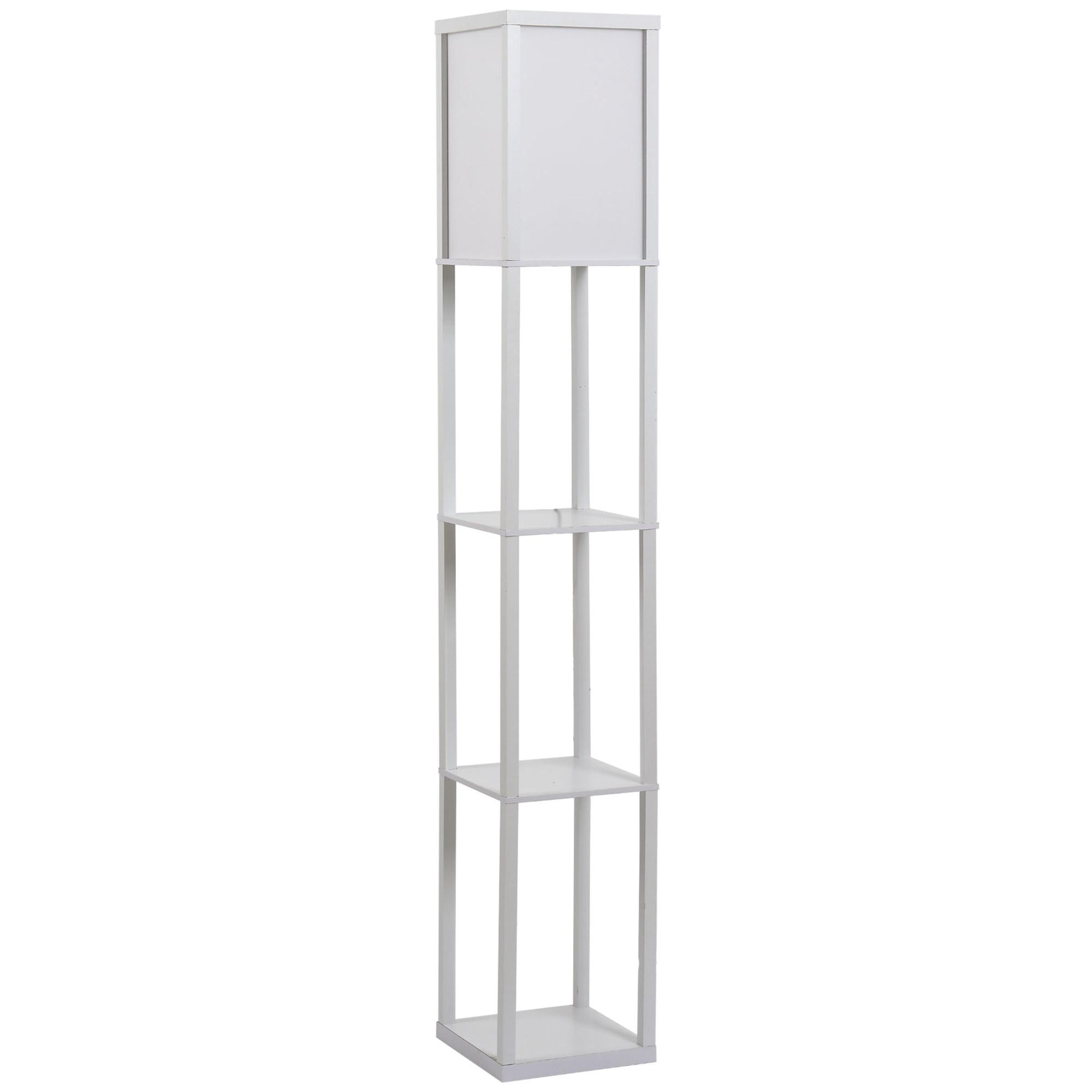 STEHLEUCHTE Beleuchtung mit 3 Regalen E27 bis 40W E1-MDF Weiß - Weiß, Textil (26/26/160cm) - HOMCOM