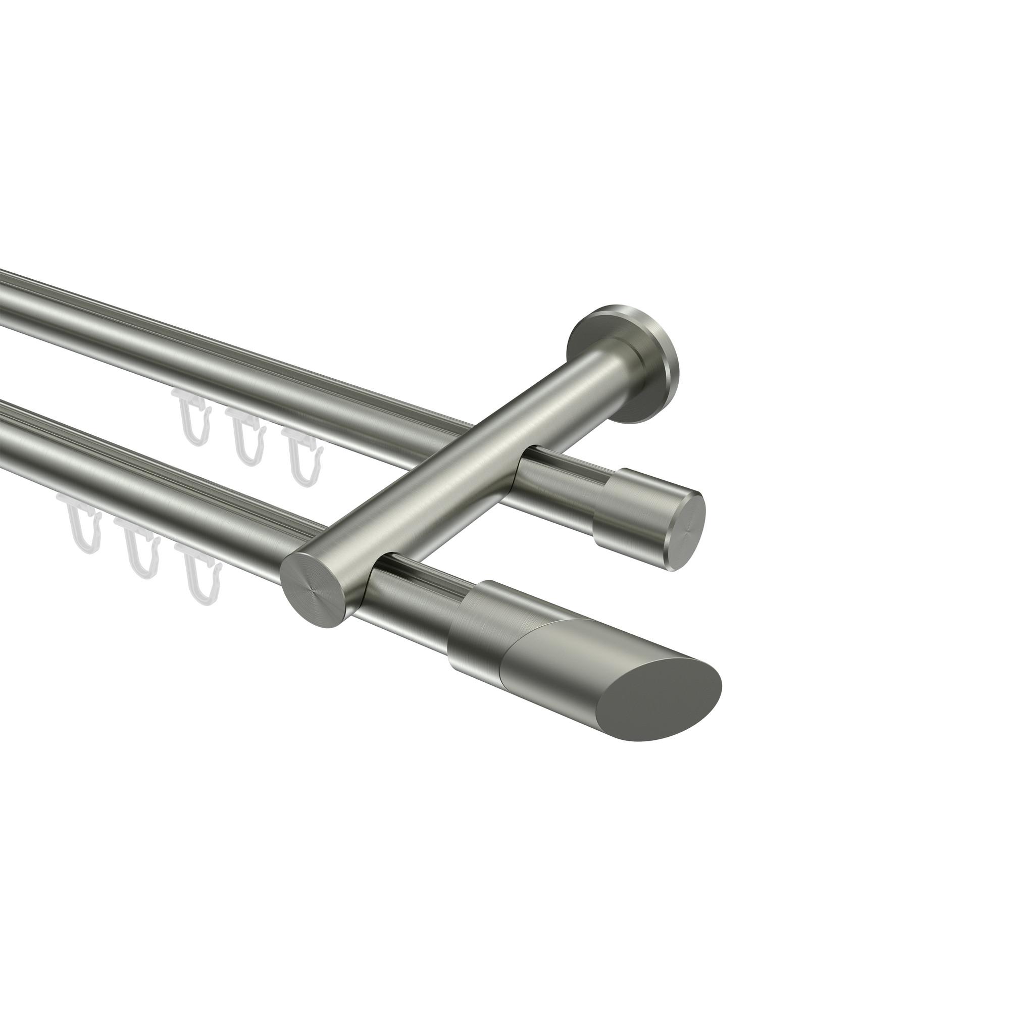 GARDINENSTANGE INNENLAUF Platon Verano 600 cm (geteilt in 3 x 200 cm), 2-läufig, 20 mm Ø Edelstahl-Optik - Edelstahlfarben/Silberfarben, Metall (600cm) - INTERDECO