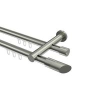 GARDINENSTANGE INNENLAUF Platon Verano 600 cm (geteilt in 3 x 200 cm), 2-läufig, 20 mm Ø Edelstahl-Optik - Edelstahlfarben/Silberfarben, Metall (600cm) - INTERDECO