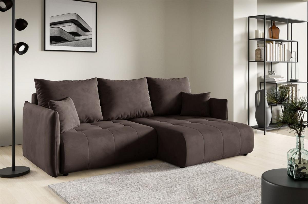 ECKSOFA Canio - Dunkelbraun, Holzwerkstoff/Textil (221/153cm) - Fun Möbel