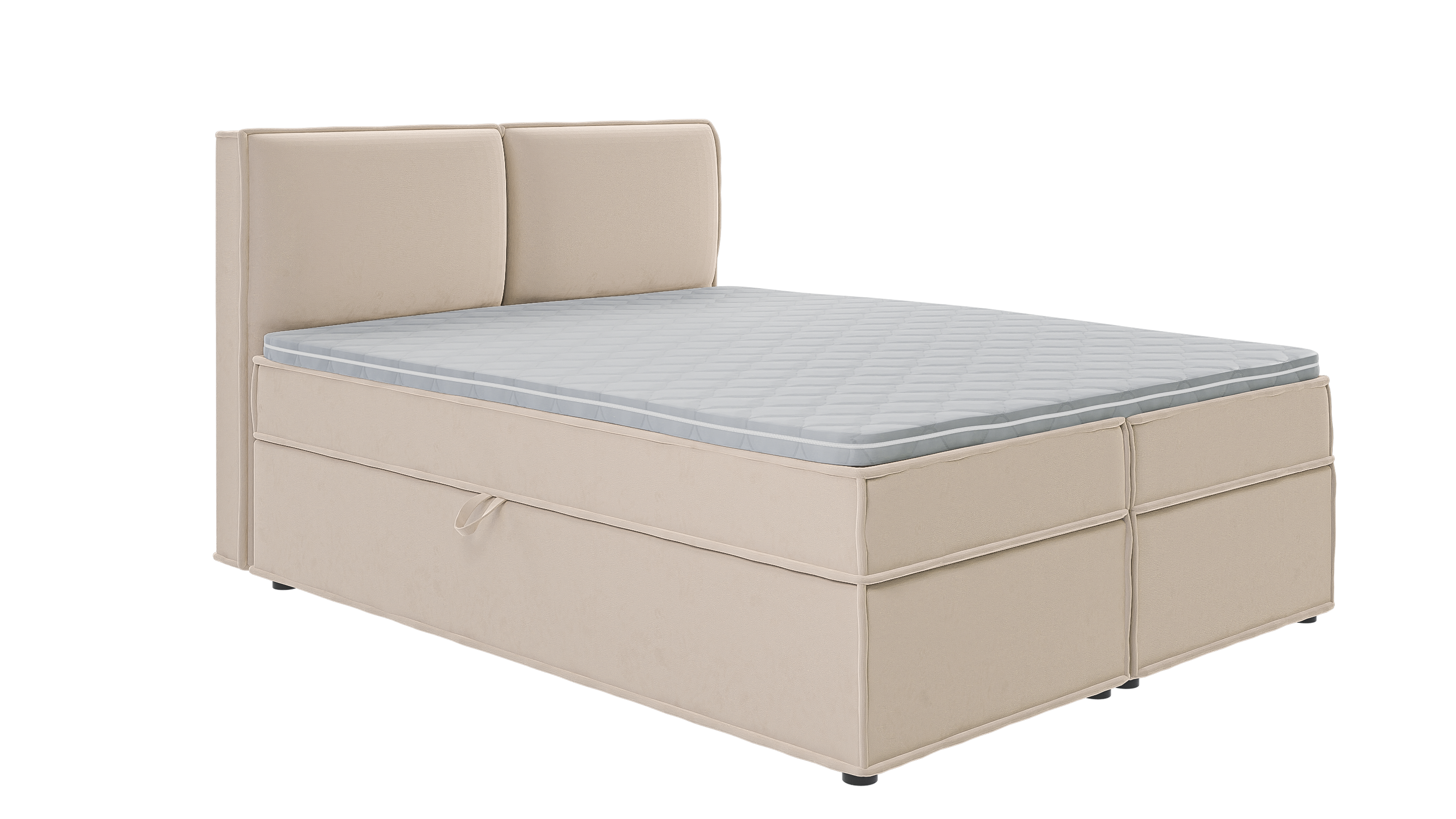 BOXBETT Eclipse 160/200 cm Beige Luxusmicrofaser - Beige/Schwarz, Holz/Kunststoff (160/200cm) - S-Style Möbel