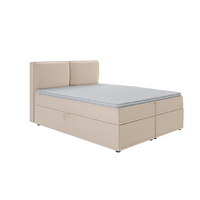 BOXBETT Eclipse 160/200 cm Beige Luxusmicrofaser - Beige/Schwarz, Holz/Kunststoff (160/200cm) - S-Style Möbel