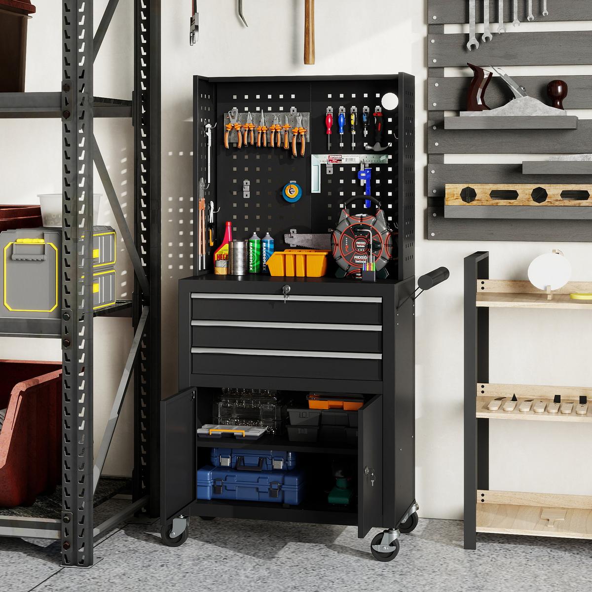 WERKZEUGSCHRANK Stahl Schwarz - Schwarz, Metall (33/133/69cm) - HOMCOM