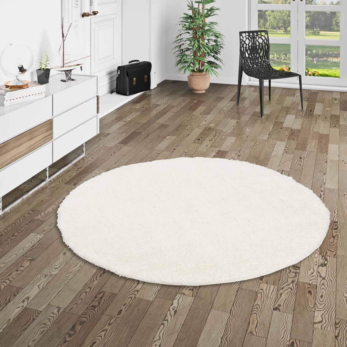 HOCHFLOR LANGFLOR TEPPICH ALOHA RUND - Weiß, Textil (200/200cm) - Pergamon