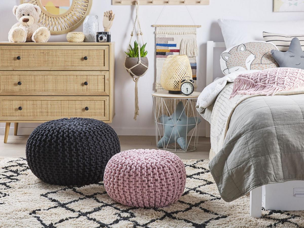 POUF Conrad 40/40/25 cm - Pink, Naturmaterialien/Textil (40/25/40cm) - Beliani