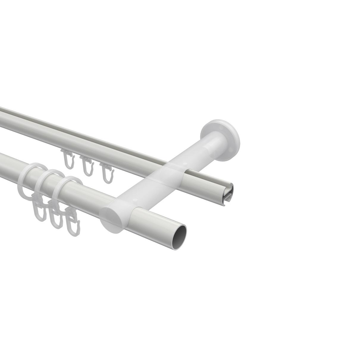 GARDINENSTANGE RUNDROHR-INNENLAUF Platon Sitra 280 cm (geteilt in 2 x 140 cm), 2-läufig, 20 mm Ø Weiß - Weiß, Metall (280cm) - INTERDECO