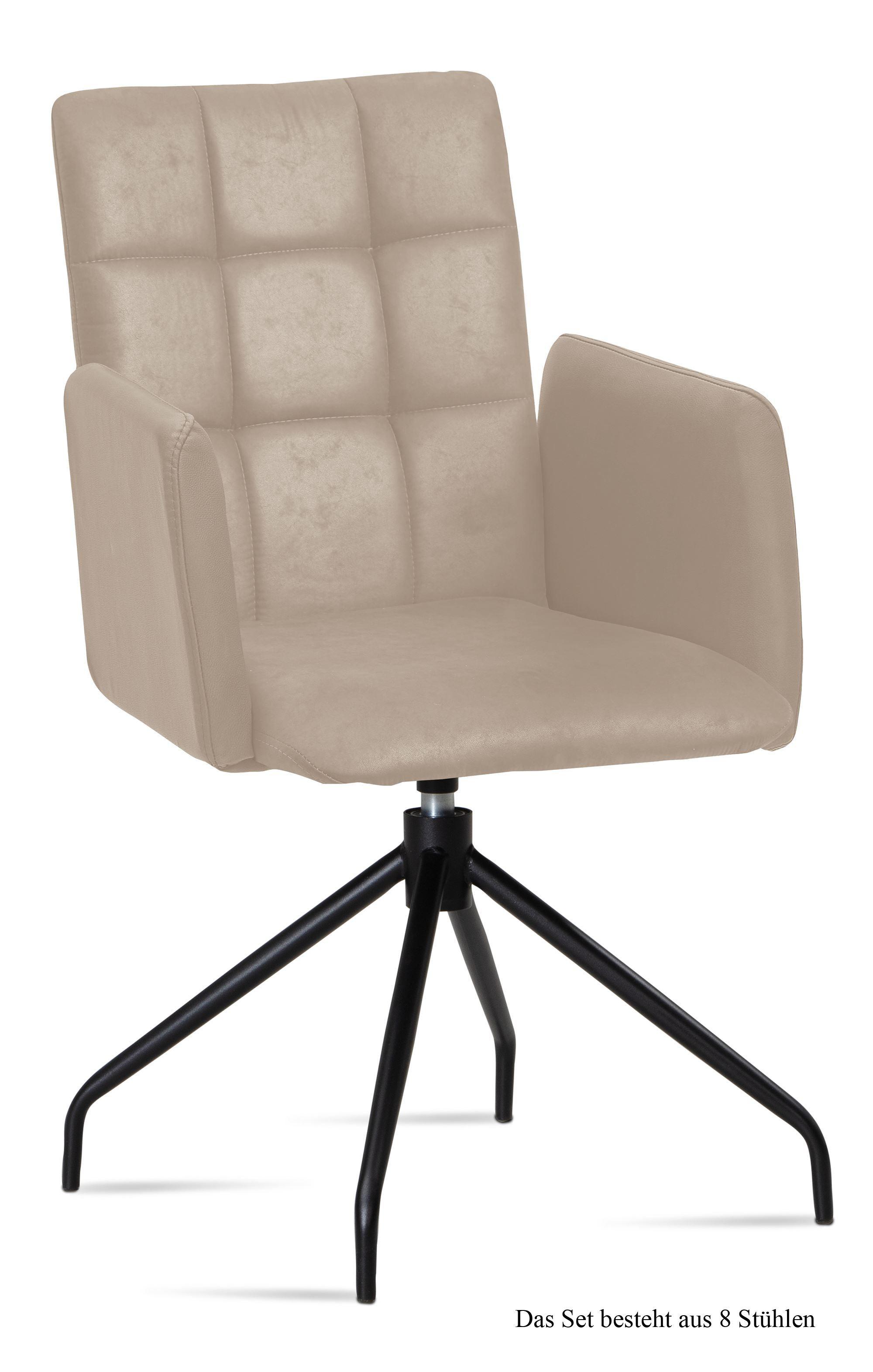 ARMLEHNSTUHL drehbar (8er-Set) Dollie 52x91x60 Schwarz/Natur - Schwarz/Naturfarben, Kunststoff (60/91/52cm) - 58aufmkessel