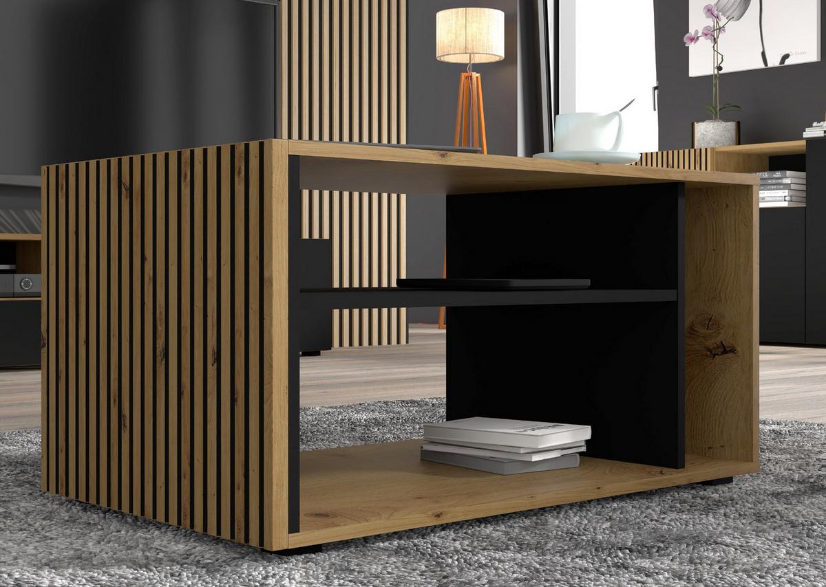 COUCHTISCH Artisan Eiche, Schwarz 88/45/55 - Schwarz, Holzwerkstoff (55/88/45cm) - RAUMHIRSCH FURNITURE