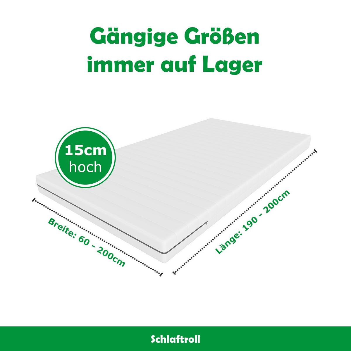 KALTSCHAUMMATRATZE 120x200 – Wendematratze H2/H3, 7-Zonen, Bezug abnehmbar - Weiß, Textil (120/200cm) - Schlaftroll