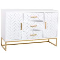 SIDEBOARD mit 3 schubladen und 2 türen aus holz und metall 120x40x81 cm - Weiß, Holz (120/81/40cm) - Wanderlust