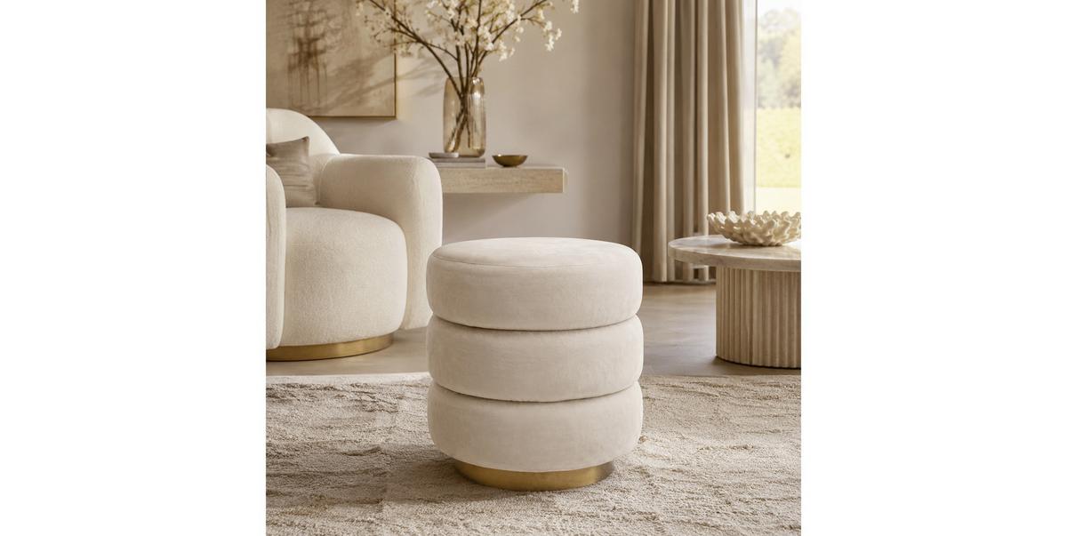 HOCKER LUCIA 38/38/42 cm Beige - Beige/Goldfarben, Textil/Metall (38/42/38cm) - Lookway
