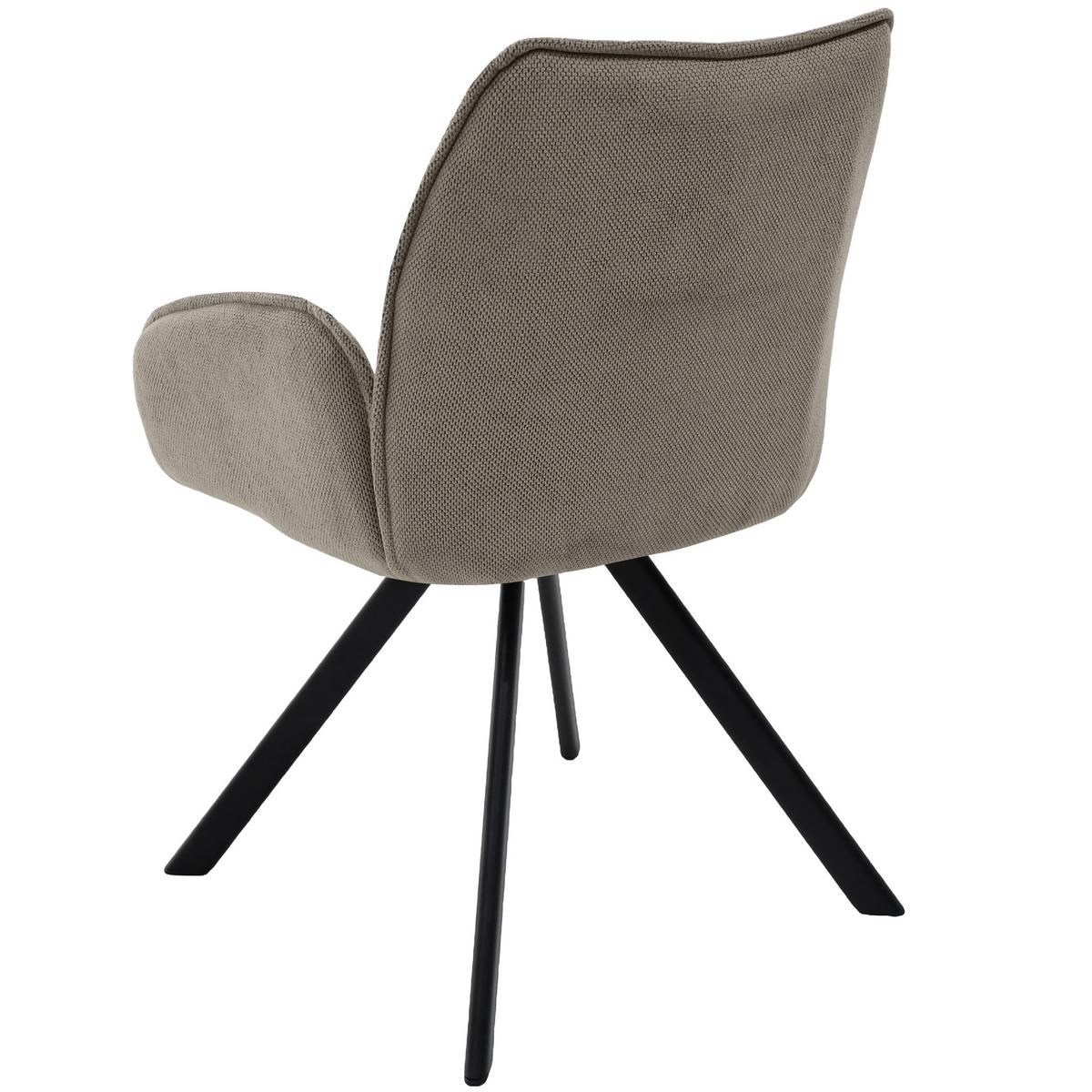 DREHSTUHL Zerra im Geflechtstoff mit Metallbeinen, Dunkelbeige - Schwarz/Cappuccino, Metall (55/87/46cm) - Beautysofa