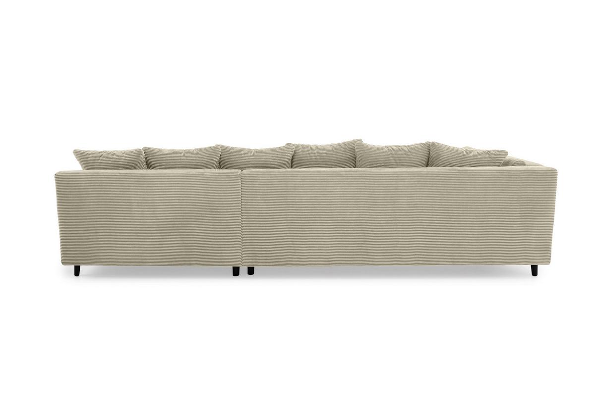 ECKSOFA mit dekorativen Steppungen und Rutschenlehne, seitenverkehrt montierbar B326/T213/H91 cm, Cord Beige Grau / 15223 - Greige/Schwarz, Textil/Metall (326/213cm) - luma-home