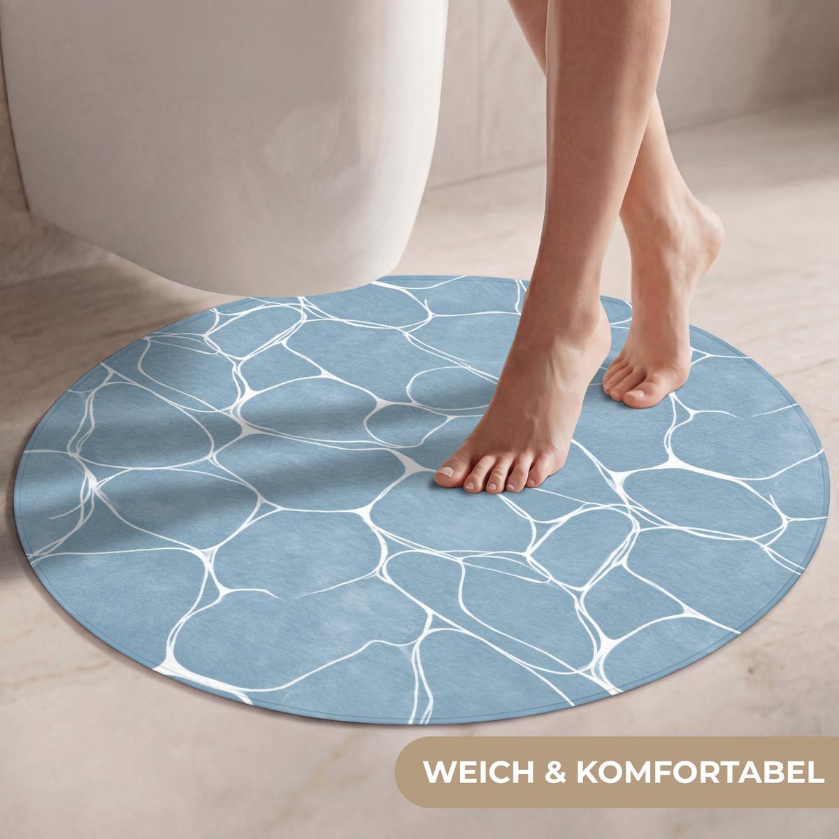 WC-VORLEGER Organisch - Muster - Blau Toilettenteppich 70x70 cm - Hellblau, Textil (70/1cm) - OnlyWow