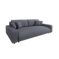 BIGSOFA Emma Grau Cord - Schwarz/Grau, Holz/Kunststoff (234/78/122cm) - S-Style Möbel