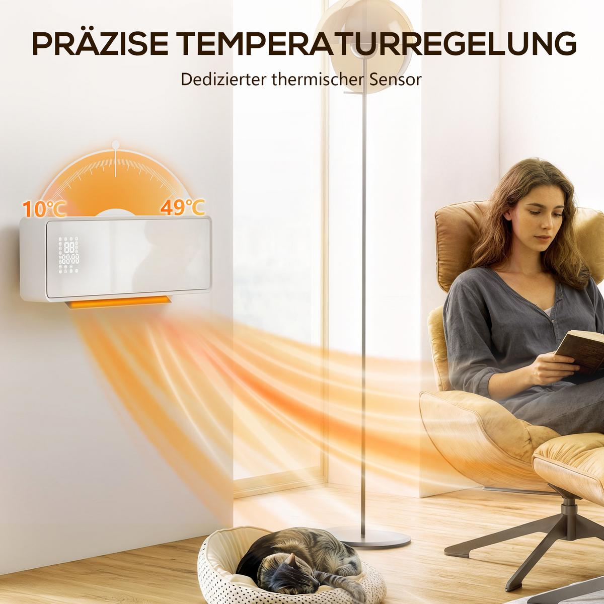 WANDHEIZGERÄT ABS PA Weiß - Weiß, Kunststoff (18.7/12.3/54cm) - HOMCOM