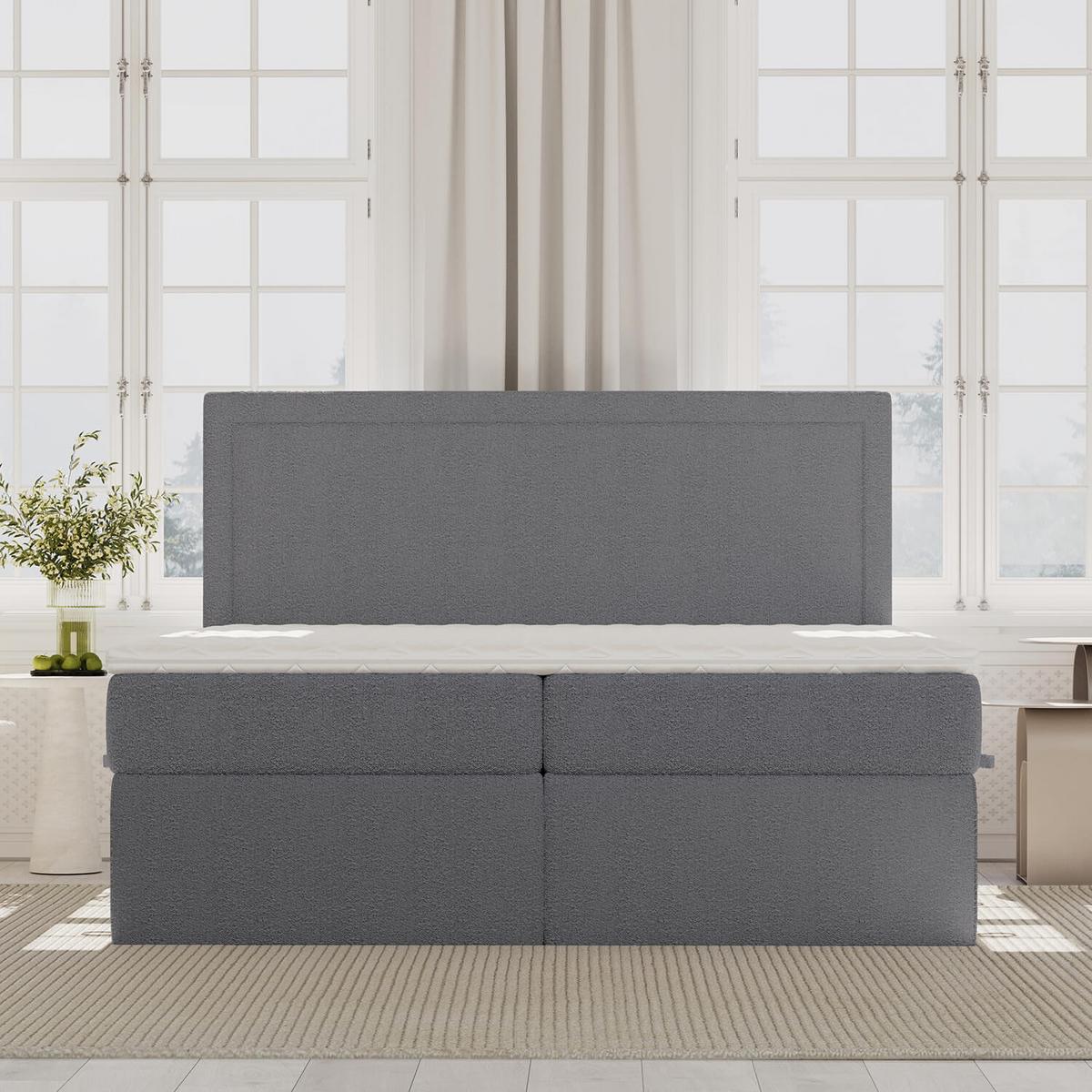 BOXBETT Jodan 180/200 cm Anthrazit im Baloo Stoff - Anthrazit/Schwarz, Holz/Holzwerkstoff (180/200cm) - AltaBeds