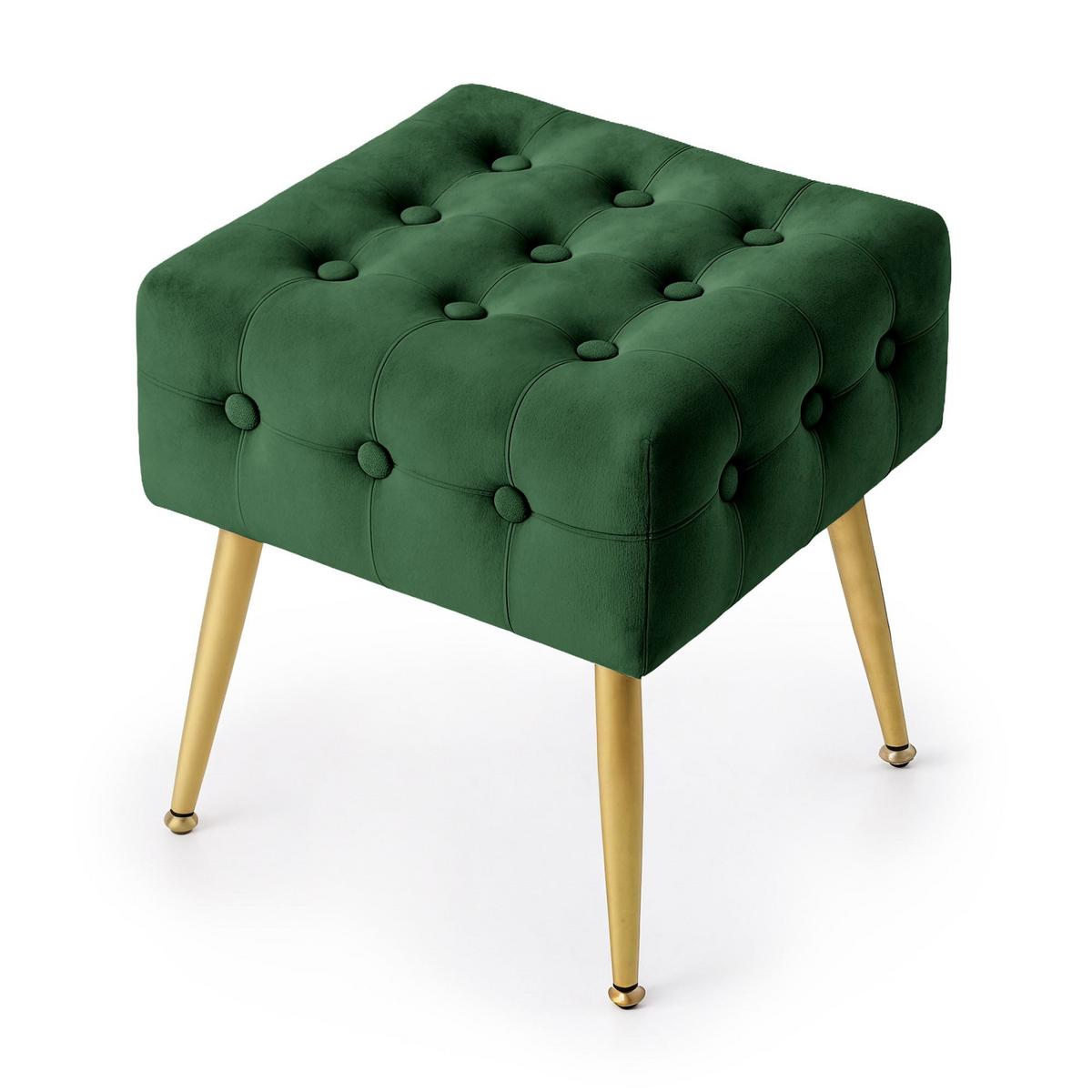 POLSTERBANK mit Samt - Optik Grün 40/42/40 - Grün, Textil (40/42/40cm) - RAUMHIRSCH FURNITURE