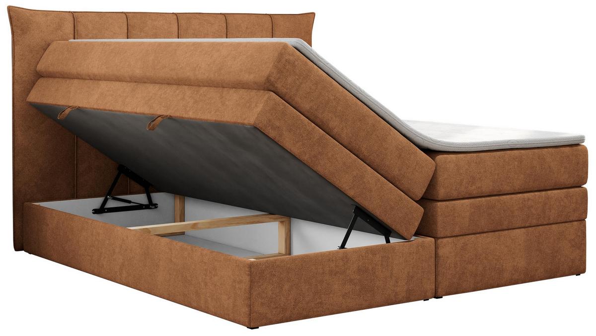 BOXSPRINGBETT PREMIUM 10 KING 180/200 Orange Struktur - H3 - Orange, Holz/Textil (180/200cm) - MKS