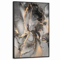 LEINWAND Bilder mit Rahmen - Grau - Luxus - Gold - Marmor - 100x150 - Dunkelgrau, Textil (100/150cm) - MuchoWow