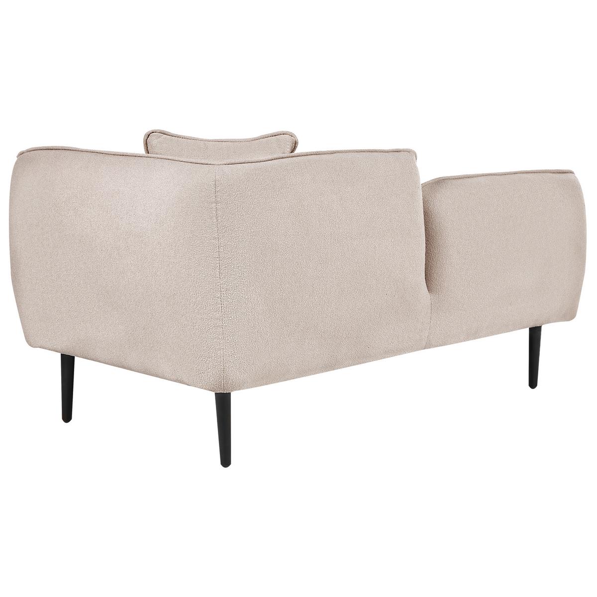 CHAISELONGUE Bouclé hellbeige rechtsseitig Chevannes - Beige/Schwarz, Textil (138/74/77cm) - Beliani