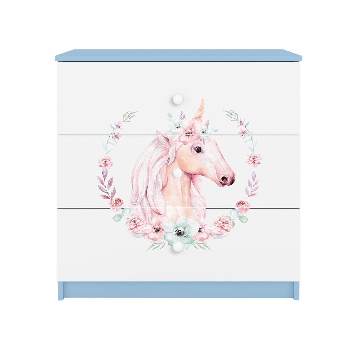 KOMMODE Babydreams Pferd 81/81/41 - Blau, Holzwerkstoff (81/81/41cm) - RAUMHIRSCH FURNITURE