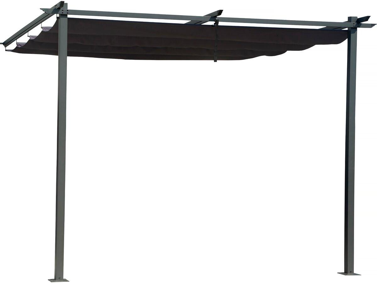 PERGOLA - MARKISE pergola adossée avec toit rétractable - 3 x 3 m - gris anthracite Grau - Grau, Metall (290/220/295cm) - Habitat Garten