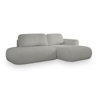 ECKSOFA NUVIRA R-S Hellgrau Boucle-Stoff mit Schlaffunktion - Hellgrau, Holz (279/158cm) - MASSENO