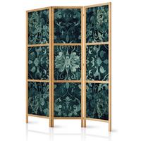 PARAVENT Japanischer 3-tlg 135x172 cm Gr ne Ornamente - Grün, Holz/Textil (135/172/3cm) - Muralo