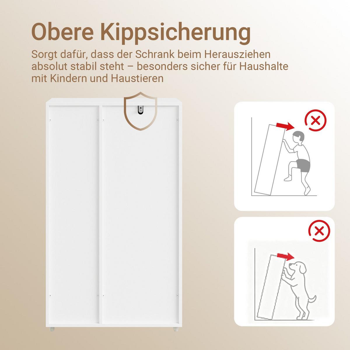 BADEZIMMERSCHRANK mit Wäschekorb und 2 Stoffschubladen 50x85x30 cm - Weiß, Holzwerkstoff (50/85/30cm) - SoBuy