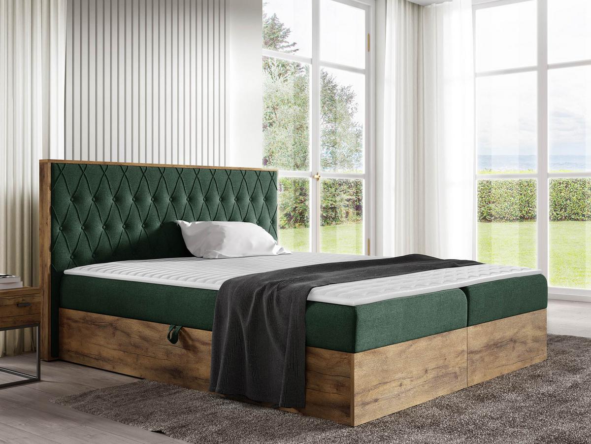 BOXBETT Wood 6 - H3 - Grün, Holz/Textil (160/200cm) - MIRJAN24
