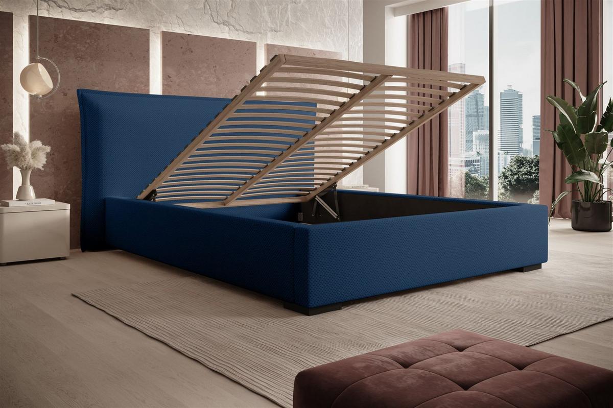 POLSTERBETT Amada Komplettset In Pop - Blau, Holzwerkstoff/Textil (140/200cm) - Fun Möbel