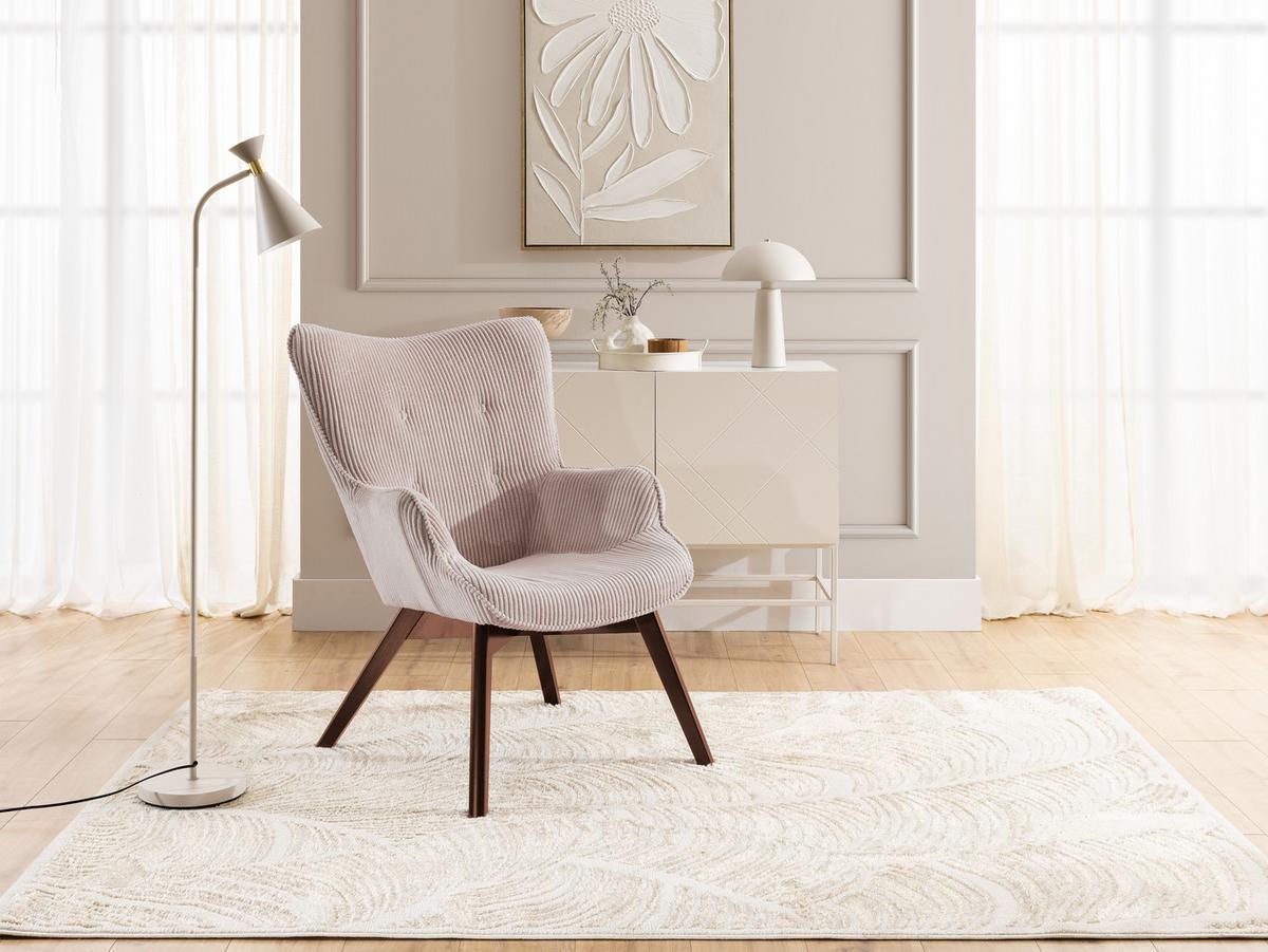 LOUNGESESSEL Lenari Puderrosa Cordstoff mit Füßen in Braun - Hellrosa/Braun, Holz/Textil (71/96/86cm) - S-Style Möbel