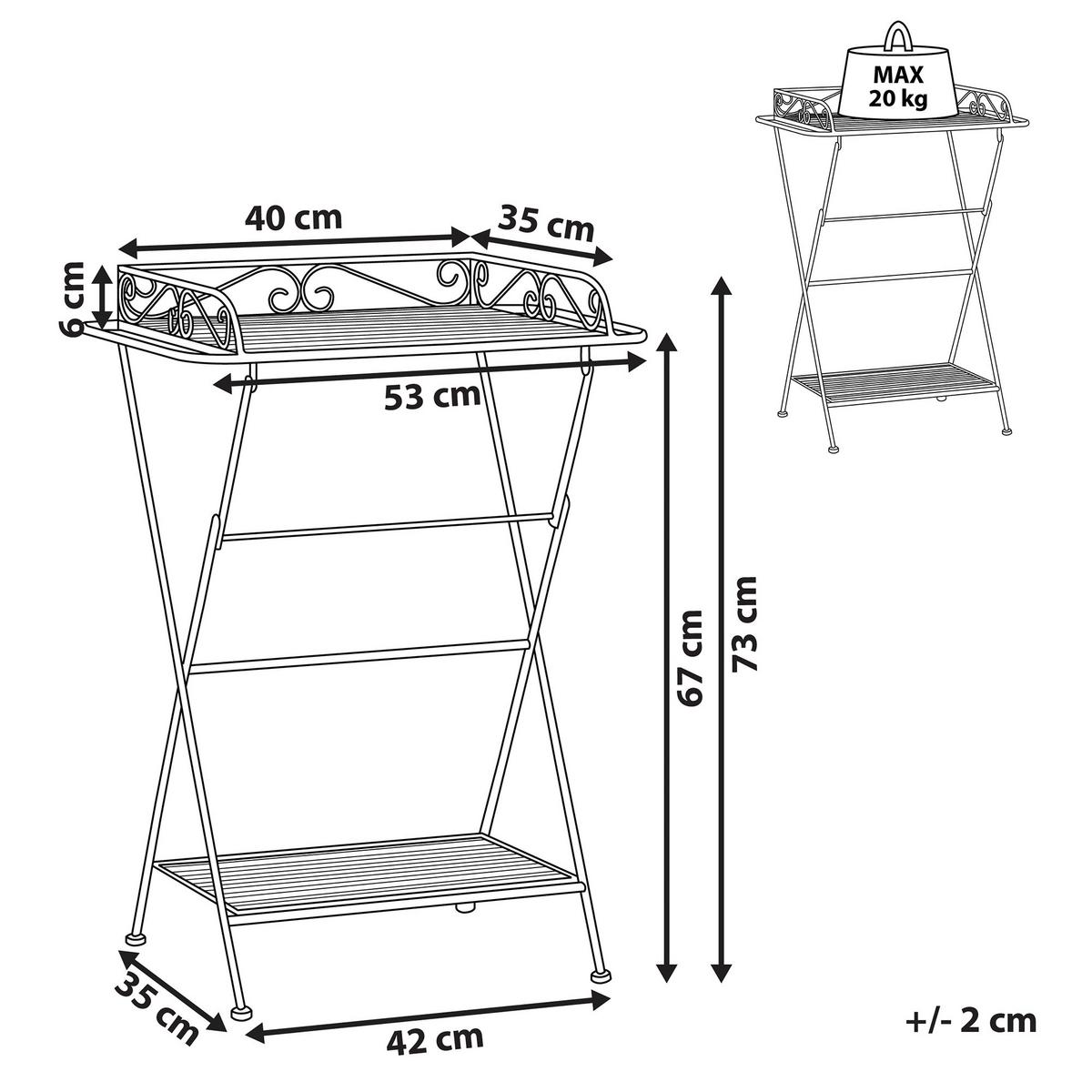 GARTENTISCH Metall Schwarz Ancud - Schwarz, Metall (35/53/73cm) - Beliani